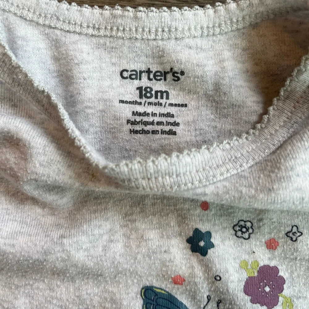 Carter’s Toddler Girl Short Sleeve Onesie Bodysuit Butterfly & Flowers 18 Months